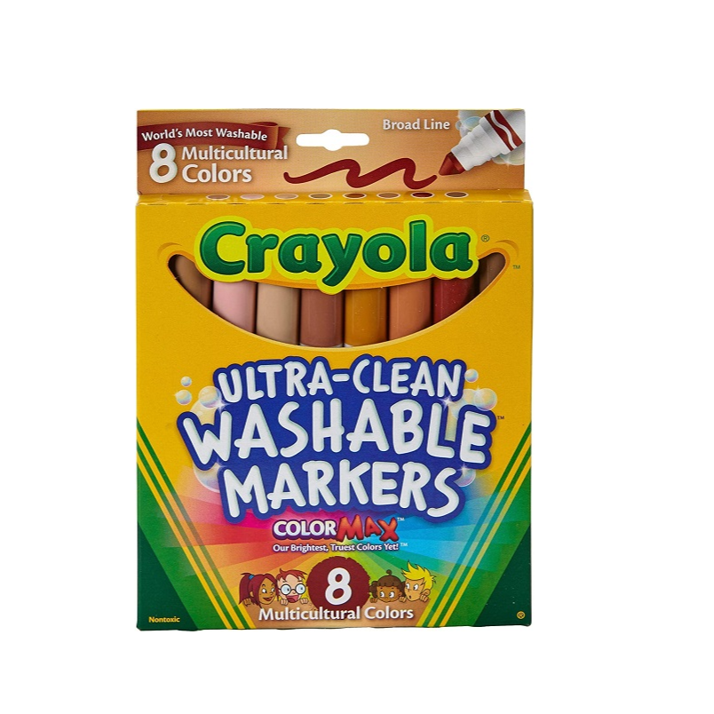 Crayola Markers, Multicultural Washable, 8-Count, School and Craft Supplies, Drawing Gift for Boys and Girls, Kids, Teens Ages 5, 6,7, 8 and Up, Holiday Toys, Stocking , Arts and Crafts