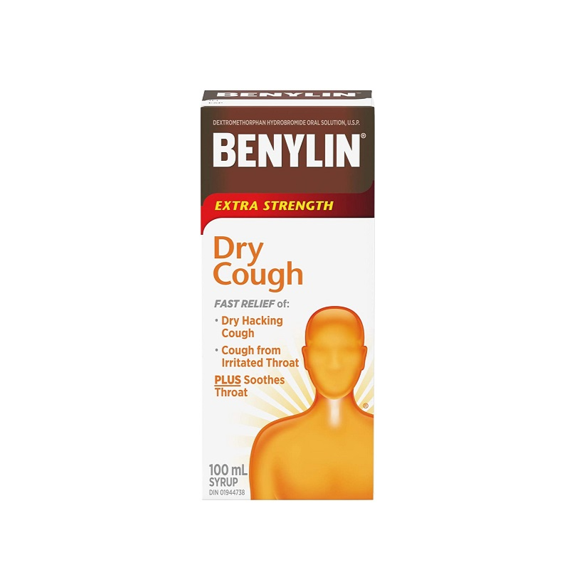 BENYLIN Extra Strength Dry Cough Syrup, Relieves Dry Cough symptoms, 100mL