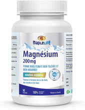 Load image into Gallery viewer, MapleLife Magnesium 200mg Mild Bisglycinate Form With High Absorption
